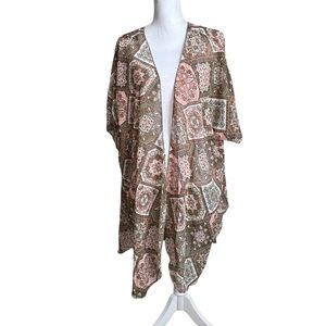 Liberty Love Multicolored Open Front Cover Up Size 2XL